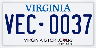VA license plate VEC0037