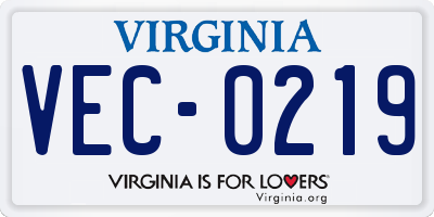 VA license plate VEC0219