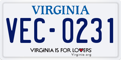 VA license plate VEC0231