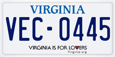 VA license plate VEC0445