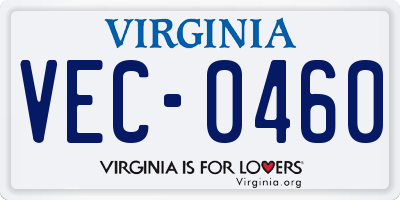 VA license plate VEC0460
