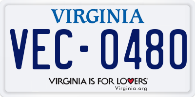 VA license plate VEC0480