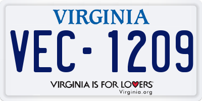 VA license plate VEC1209