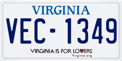 VA license plate VEC1349