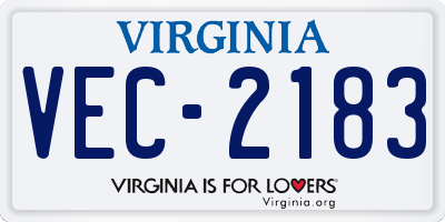 VA license plate VEC2183