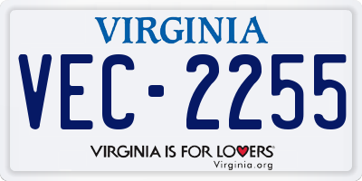 VA license plate VEC2255