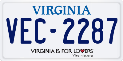 VA license plate VEC2287