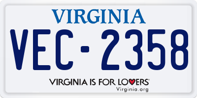 VA license plate VEC2358