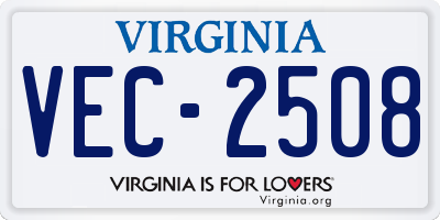 VA license plate VEC2508