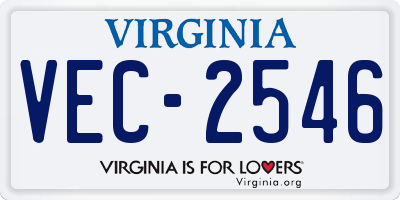 VA license plate VEC2546