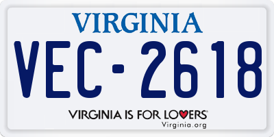 VA license plate VEC2618