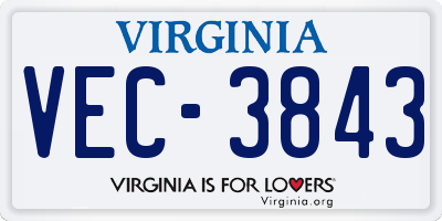 VA license plate VEC3843
