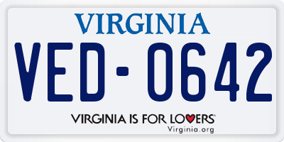 VA license plate VED0642