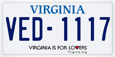 VA license plate VED1117