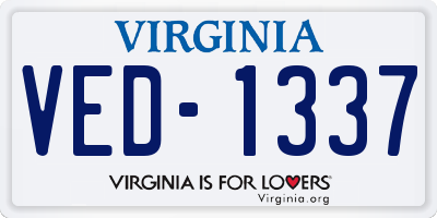 VA license plate VED1337