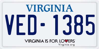 VA license plate VED1385