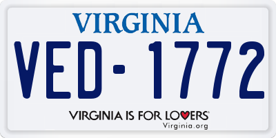 VA license plate VED1772