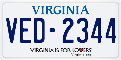 VA license plate VED2344