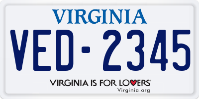 VA license plate VED2345