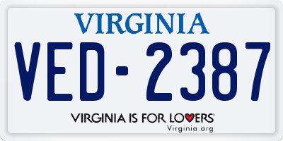 VA license plate VED2387
