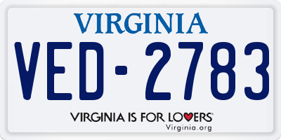VA license plate VED2783