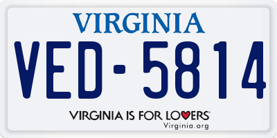 VA license plate VED5814