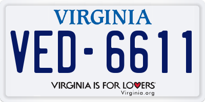 VA license plate VED6611