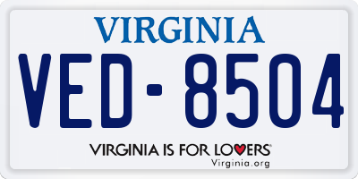 VA license plate VED8504