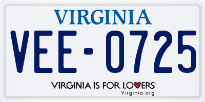 VA license plate VEE0725