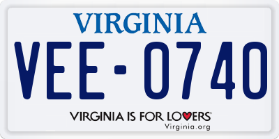 VA license plate VEE0740
