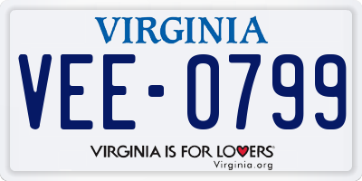 VA license plate VEE0799