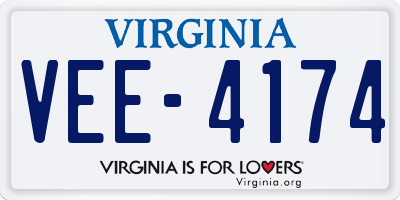 VA license plate VEE4174