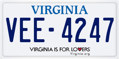 VA license plate VEE4247