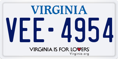 VA license plate VEE4954