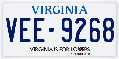 VA license plate VEE9268