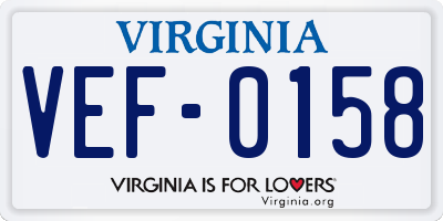 VA license plate VEF0158