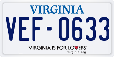 VA license plate VEF0633