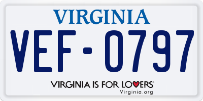 VA license plate VEF0797