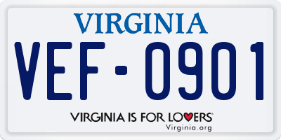 VA license plate VEF0901
