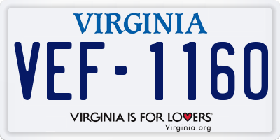 VA license plate VEF1160