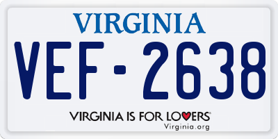VA license plate VEF2638