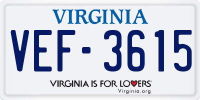 VA license plate VEF3615
