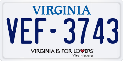VA license plate VEF3743