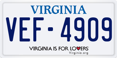 VA license plate VEF4909