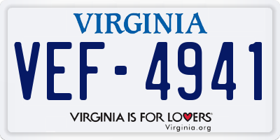 VA license plate VEF4941