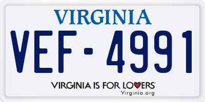 VA license plate VEF4991