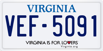 VA license plate VEF5091