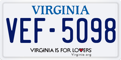 VA license plate VEF5098