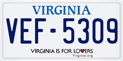 VA license plate VEF5309