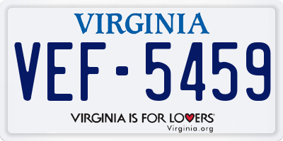 VA license plate VEF5459